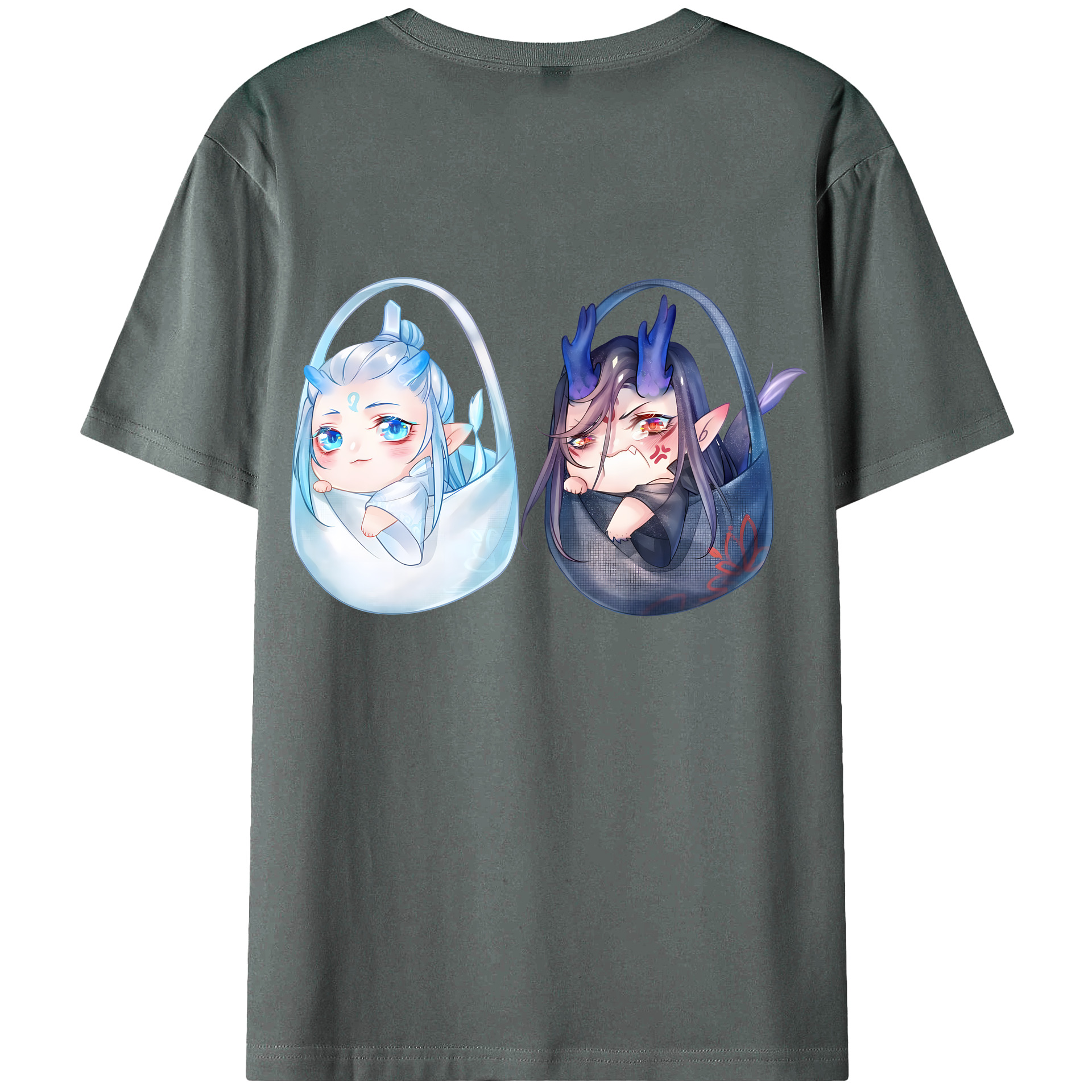 （画像用） Ne Zha 2 ナタ 魔童の大暴れ 綿100％ メンズ半袖Tシャツ（バックプリント） 通気性